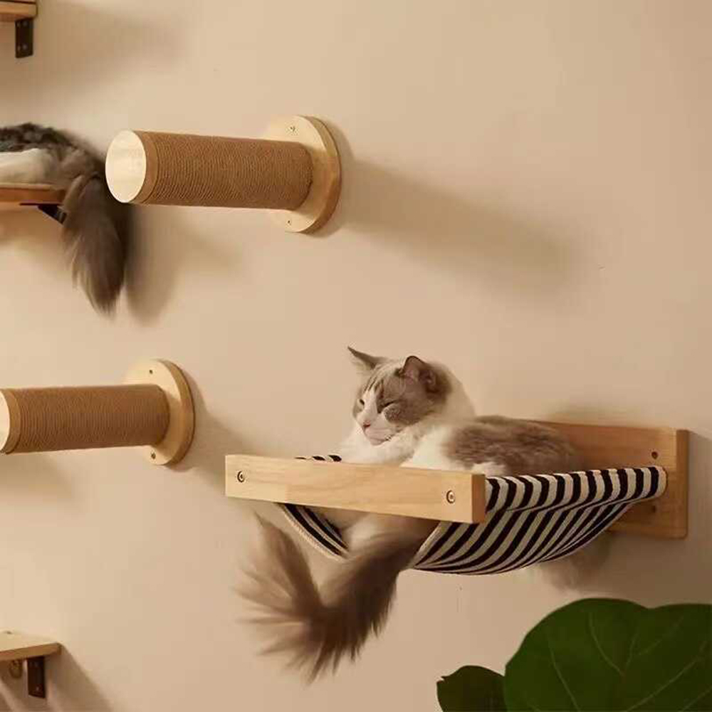 Cat climbing rope cat rack solid wood cat climbing rack sky-high rope large cat rope ladder wall-mounted cat jumping platform