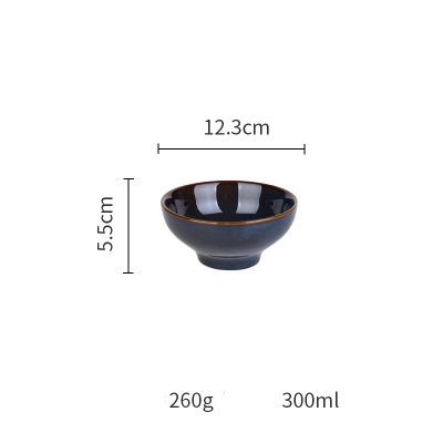 Dim Deep Blue Color Ceramic Tableware European Retro Glazed Dinnerware Pottery Porcelain Dish Plate Household Rice Dish: 5inch Bowl