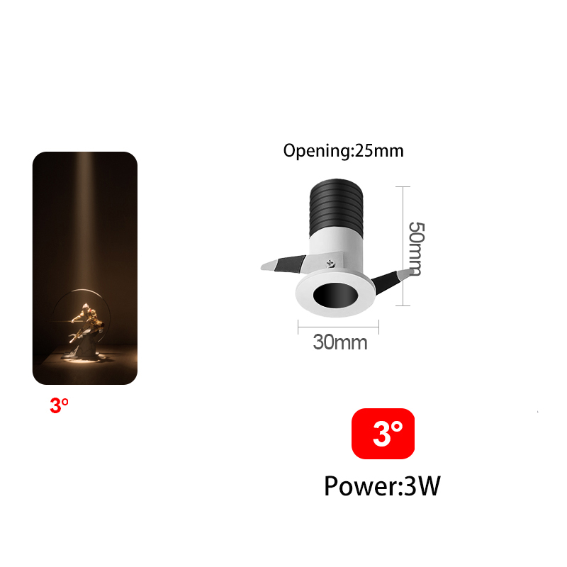 Led Spotlight Cabinet Mini Spot Light Small Angle Embedded 3W 3 8 15Degree Atmosphere Museum Display Art Picture Foco Adjustable: L / Blue