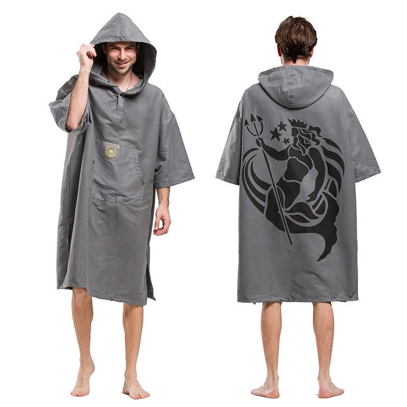 Poséidon impression Robe à langer serviette de bain en plein air adulte à capuche serviette de plage Poncho peignoir serviettes femmes homme peignoir LST