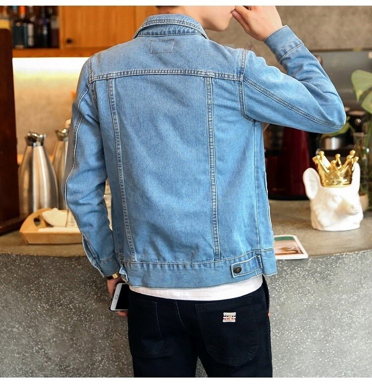 Solid Casual Slim Mens Denim Jacket Plus Size 4XL Bomber Jacket Men Cowboy Men&#39;s Jean Jacket Hombre Male