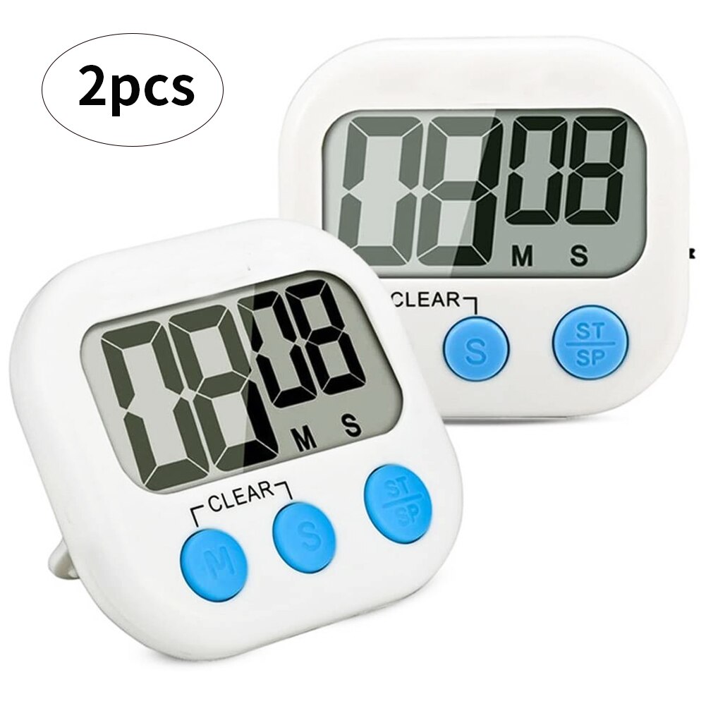 2PCS Digital Timer Kitchen Timer Magnetic Countdown Timer White Kitchen With Loud Alarm For Cooking Classroom Teacher