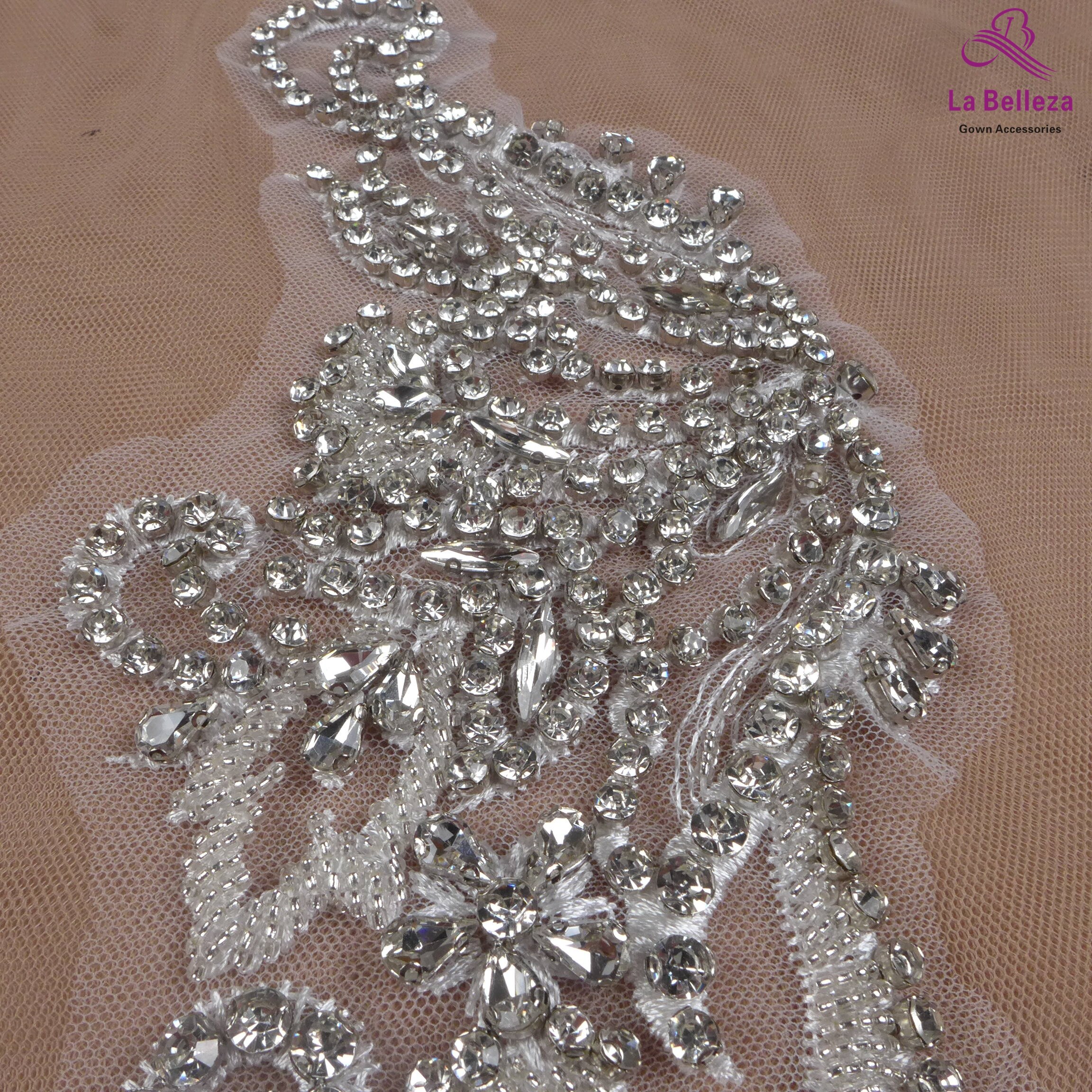 La Belleza Zilver/Off Witte Handgemaakte Kralen Applicaties 37*11 Cm Door Pair