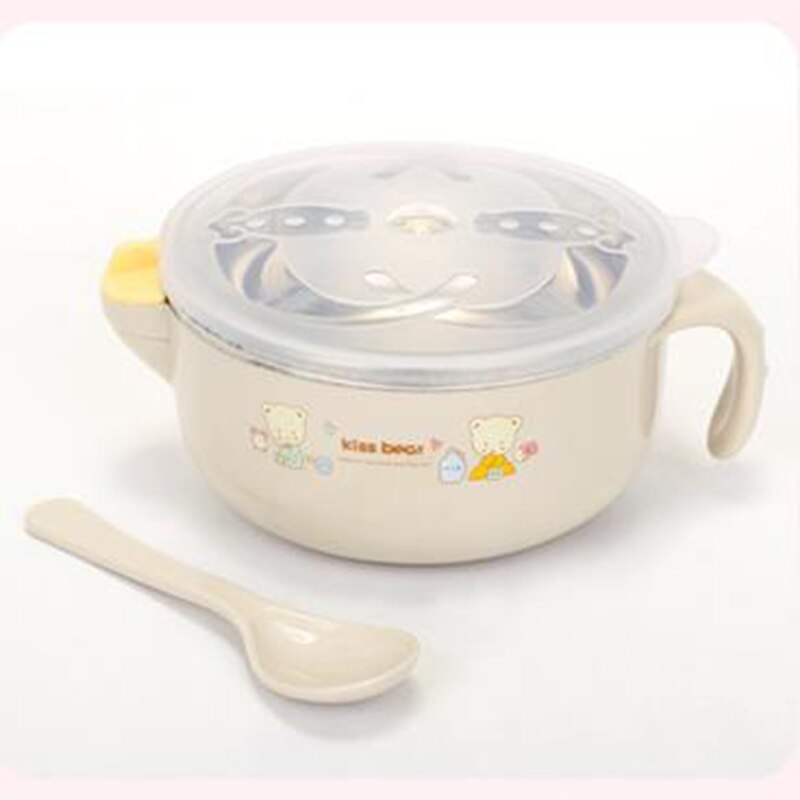 Baby Rvs Thermische Kom Peuter Servies Servies Zuig Kom Met Lepel Kids Veiligheid Diner Voerbak Gerechten