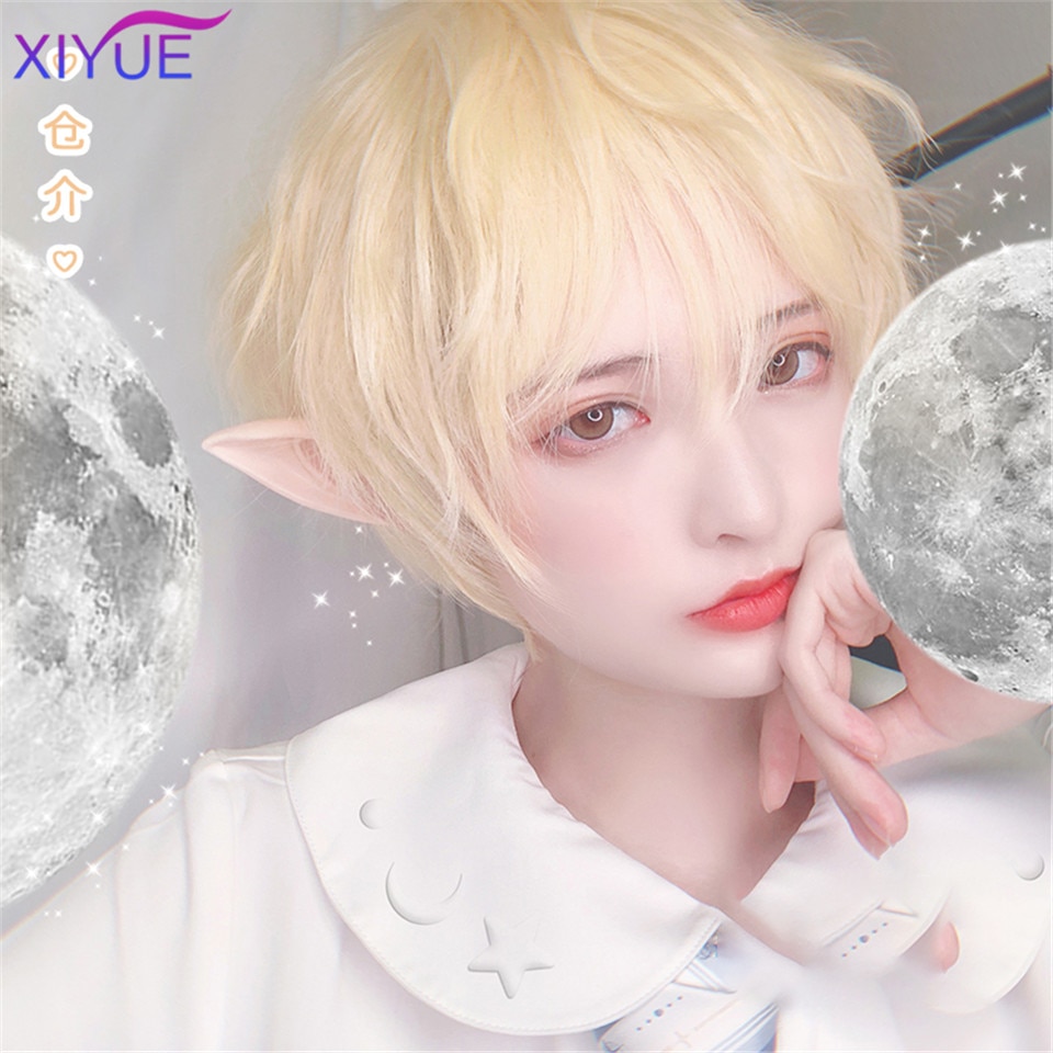 Kort syntetisk parykk for menn pustende brun menn gutt kort rett cosplay menn fest svart varmebestandig syntetisk hår parykk