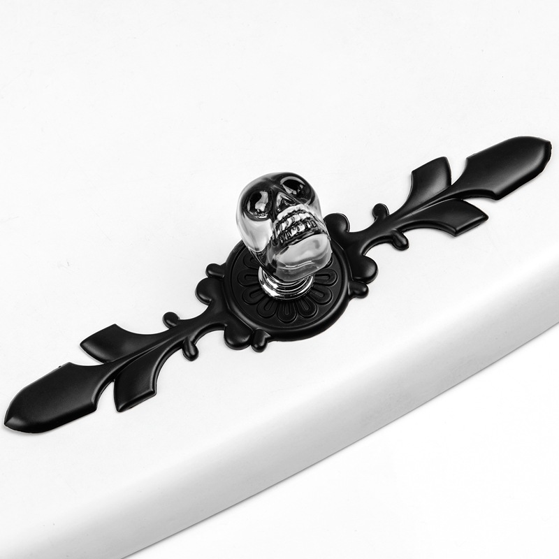 Furniture Handle Simple European Style Crystal Skull cupboard handles Wardrobe door knobs Hardware handles for furniture: Gray Black 170mm