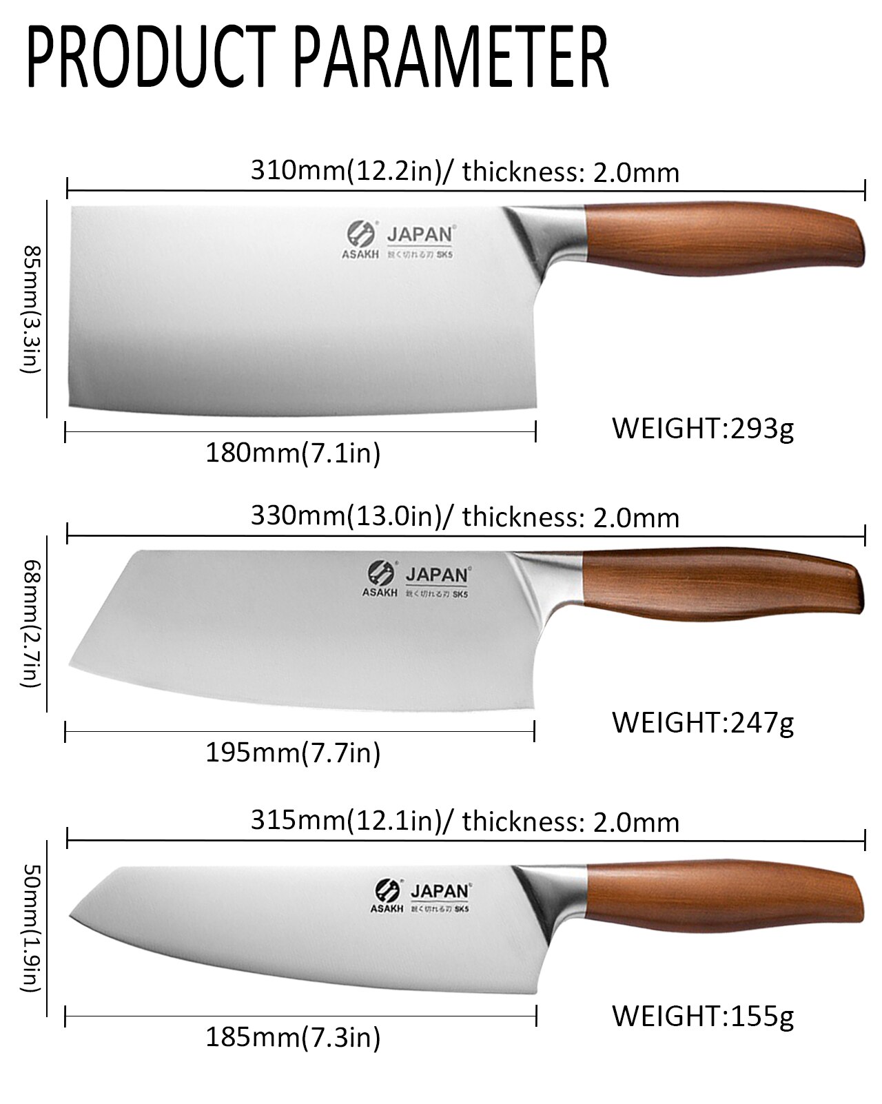 Roestvrij Staal Japanse Keukenmes Hakken Dual-Purpose Koksmes Slagersmes Slagersmes Vlees Cleaver Koken Gereedschap