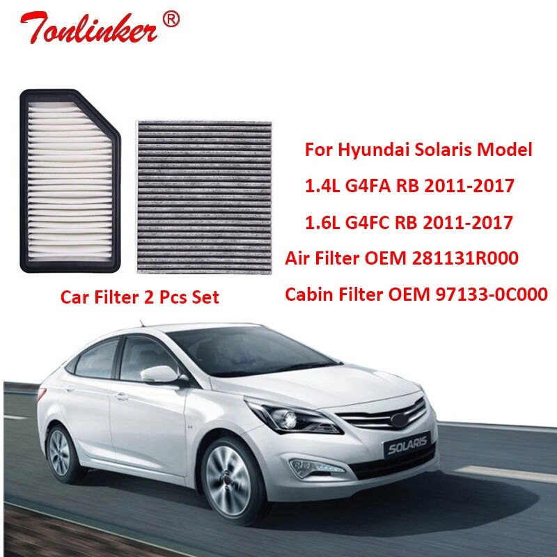 Filtro de aire de cabina, 2 uds. Para Hyundai Solaris 1.4L 1.6L G4FA G4FC, juego de filtro múltiple para coche 28113-1R100 97133-0C000