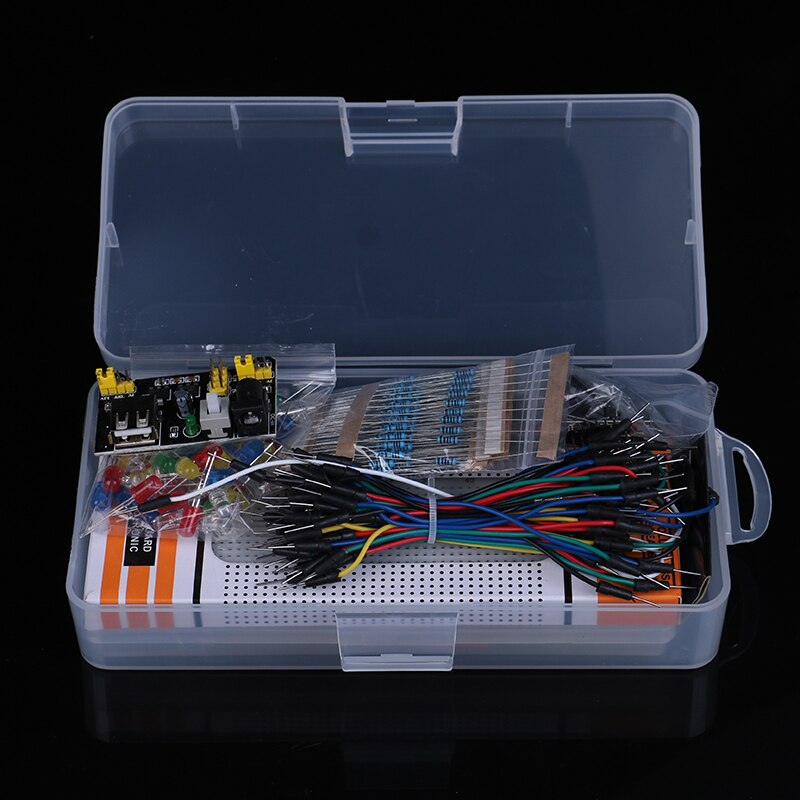 1 set elektronica componenten basis starter kit met 830 bevestigingspunten breadboard kabel weerstand, condensator, led, potentiometer