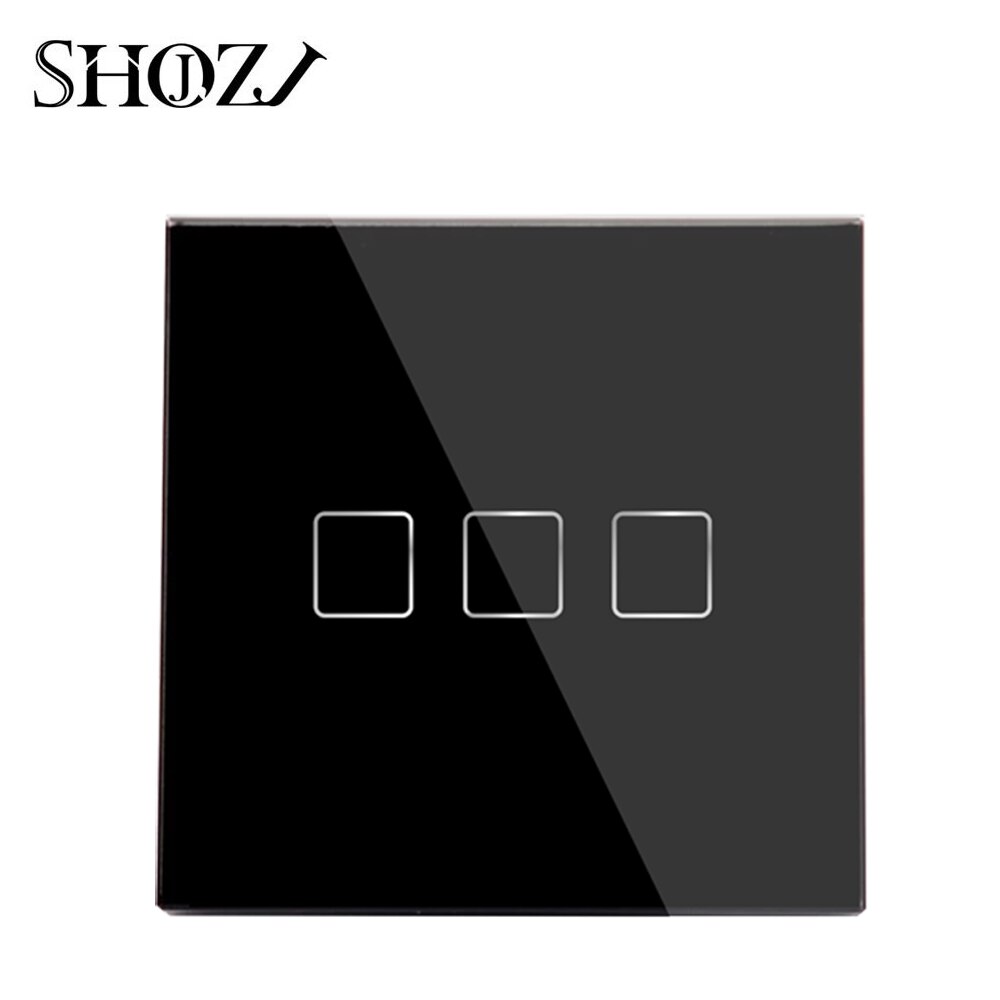 Smart Touch Switch RF 433 Remote Control Wall Switch 1/2/3 Gang Light Switch for Home and Hotel: black 3gang