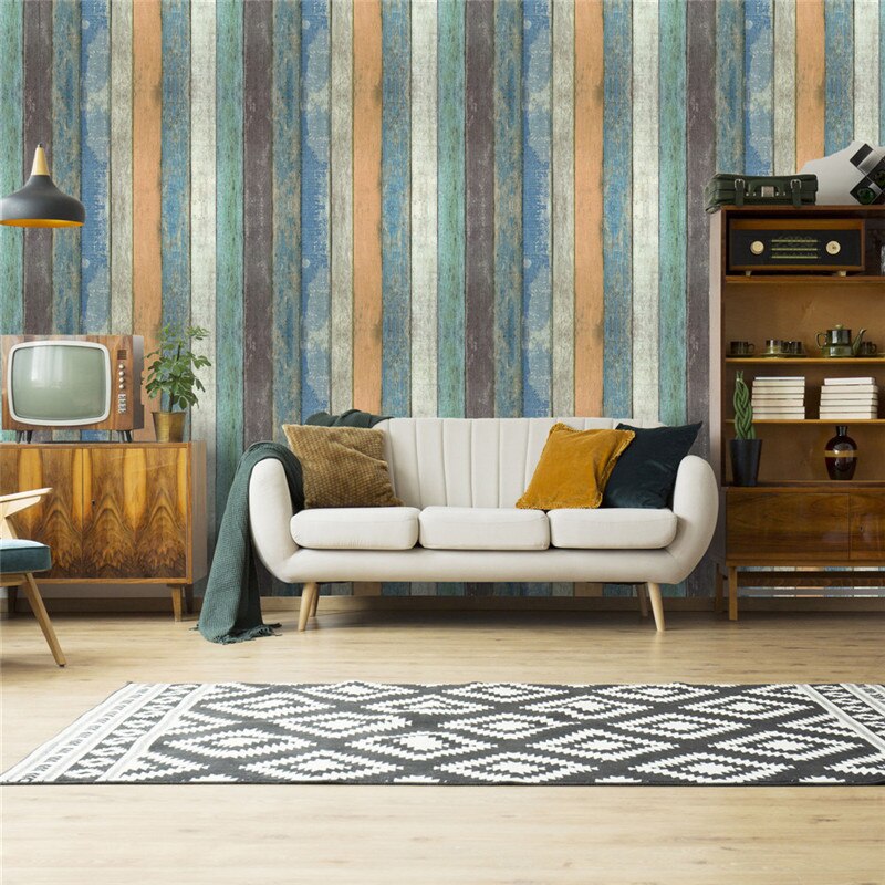 Papel tapiz autoadhesivo de vinilo 3D, rayas gverticales de imitación de madera, papel de Contacto extraíble, renovación de muebles, decoración del hogar