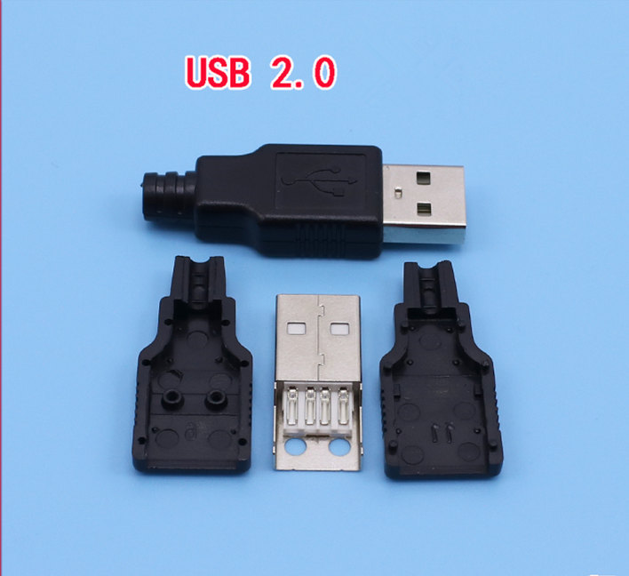 1 paar USB Connector Mannelijke & Vrouwelijke DIY 2.0 Micro Connectoren Opladen Socket Micro USB Plug Staart Zwart plastic Cove