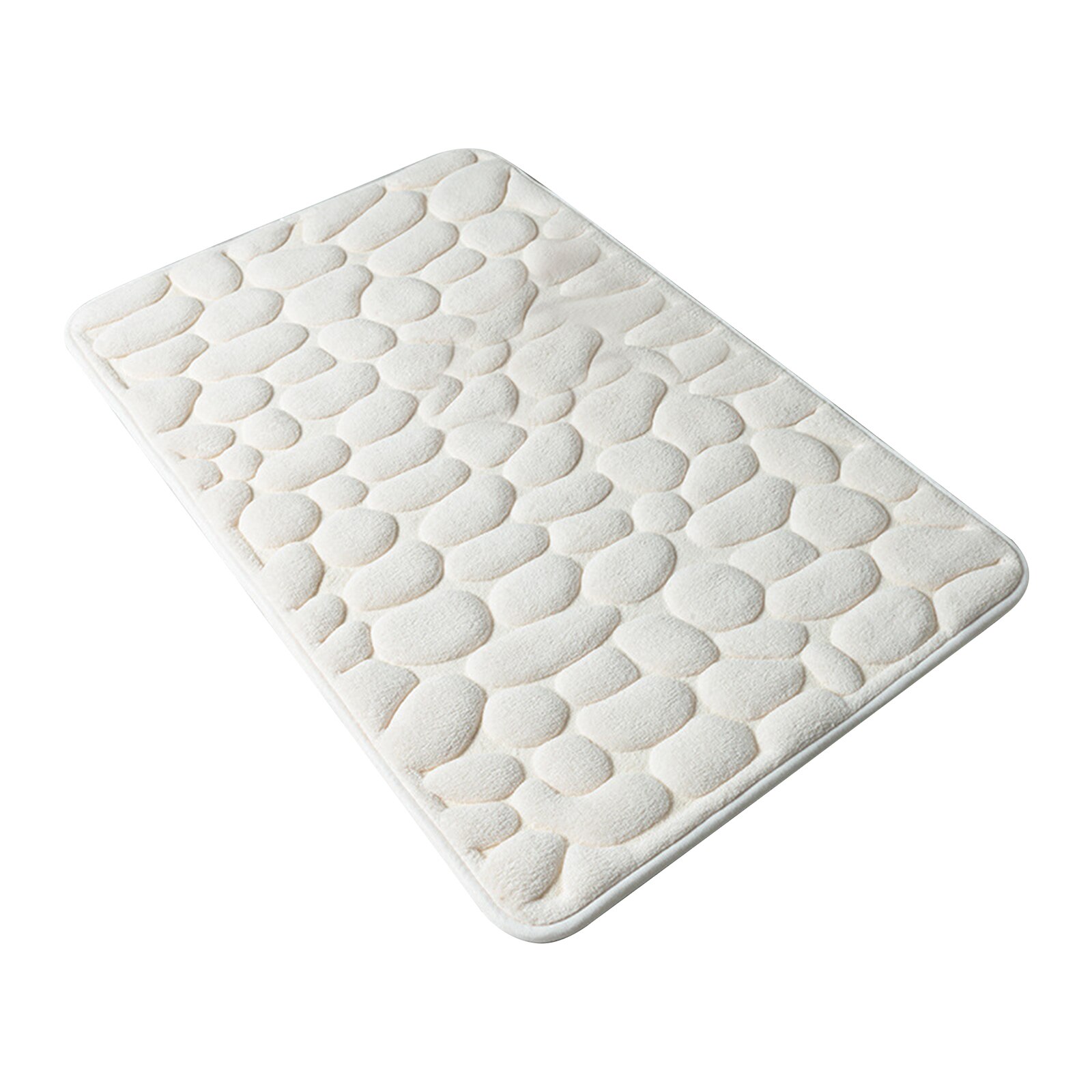 Badkamer Mat Antislip Pebble Tapijten Absorberende Memory Foam Wasbare Geplaveide Reliëf Tapijt Badkamer Decor Mat: WHITE