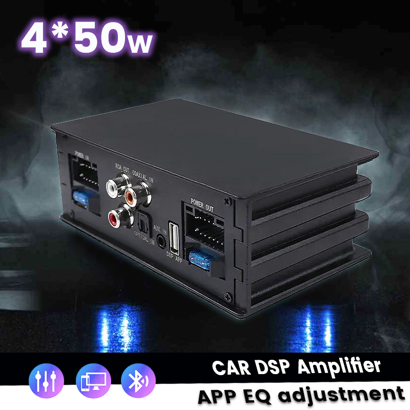 Atualização do rádio do carro Processador de Áudio Digital DSP, Amplificador de Potência, Subwoofer Stereo, TDA7851 Fibra Óptica Entrada, Plug and Play 12V, 4x50W