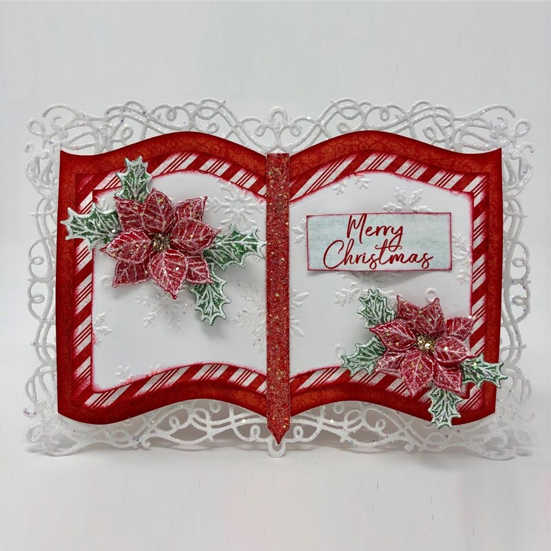 Retro Swirls Flowers Brochure Shaped Rectangle Photo Frame Edge DIY Scrapbooking Album Cards Paper Craft Making Template Die Cut