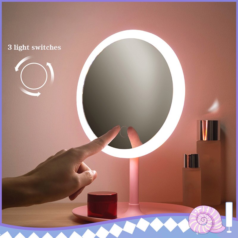 Fodable Make-Up Spiegel Led Verlichting Dimbare Make-Up Spiegel Vergroting Verlichting 360 ° Cosmetische Spiegel Met Nachtlampje