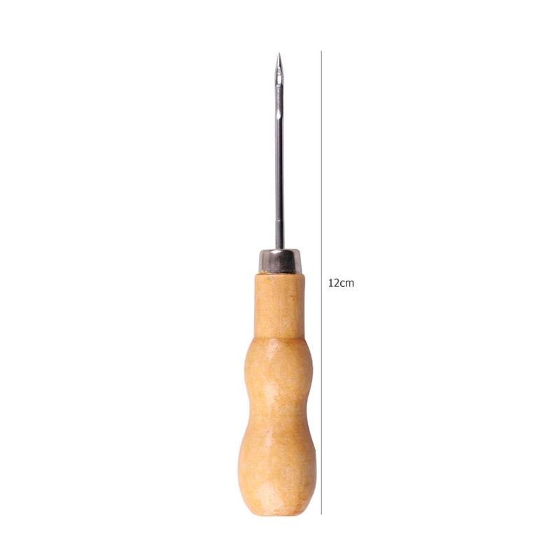 5 uds de cuero herramientas de mango, madera punzón mango de madera punzón de coser mano grapadora de cuero zapato de lona herramientas de reparación