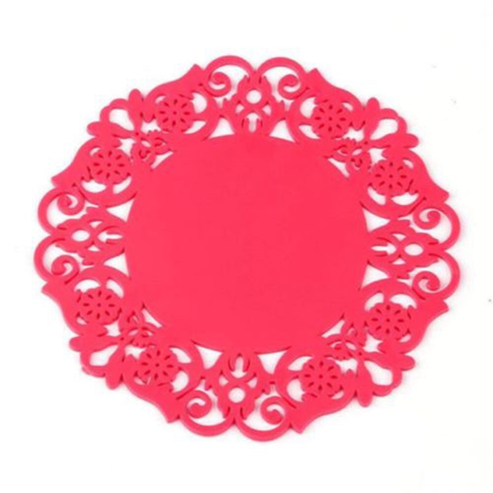 Hollow Lace Flower Round Silicone Coaster Heat Resistant Table Cups Pads FP8