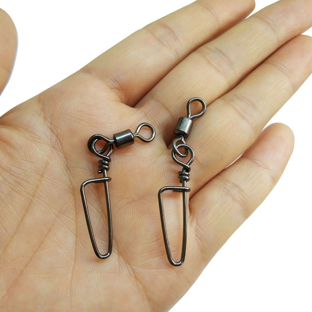 INFOF 100 pieces/lot Rolling swivel with coastlock snap fishing tackle fishing connector Giratorios Pesca Emerillon Peche