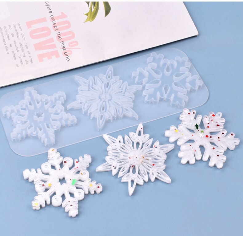 Kerst Holle Sneeuwvlok Ornament Silicone Mold Soft Clear Mal Hars Ambachtelijke Winter Versiering Diy Hangers Sieraden Maken: Default Title