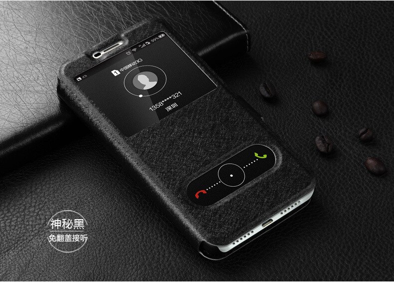 Schnell Ansicht Fall für Huawei Ehre 5A Fall Abdeckung Honor 5A LYO-L21 Fenster Leder Flip Fall Y6 II Compact/ y6II-Compact LYO-L01: black leather case