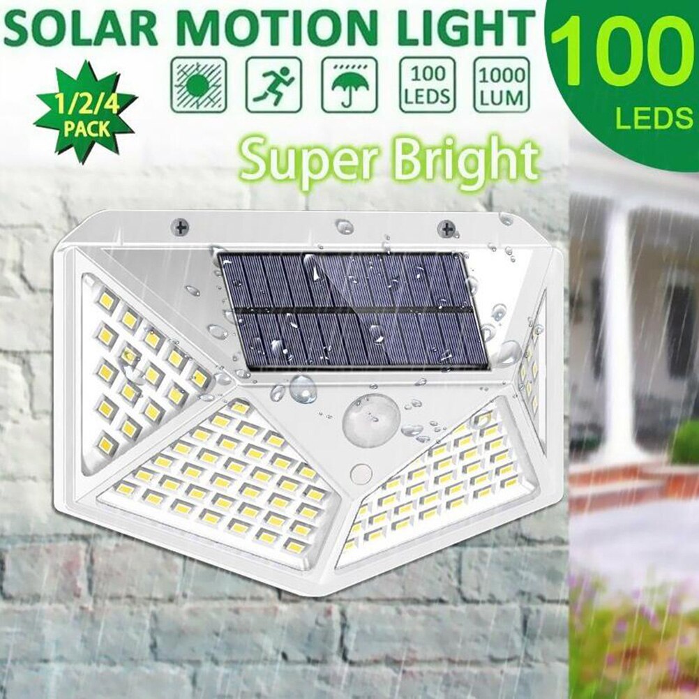 4Pcs Infrarood Sensor Licht Solar Power Lamp Buiten Yard Verlichting Tool 100-LEDs Waterdichte Licht
