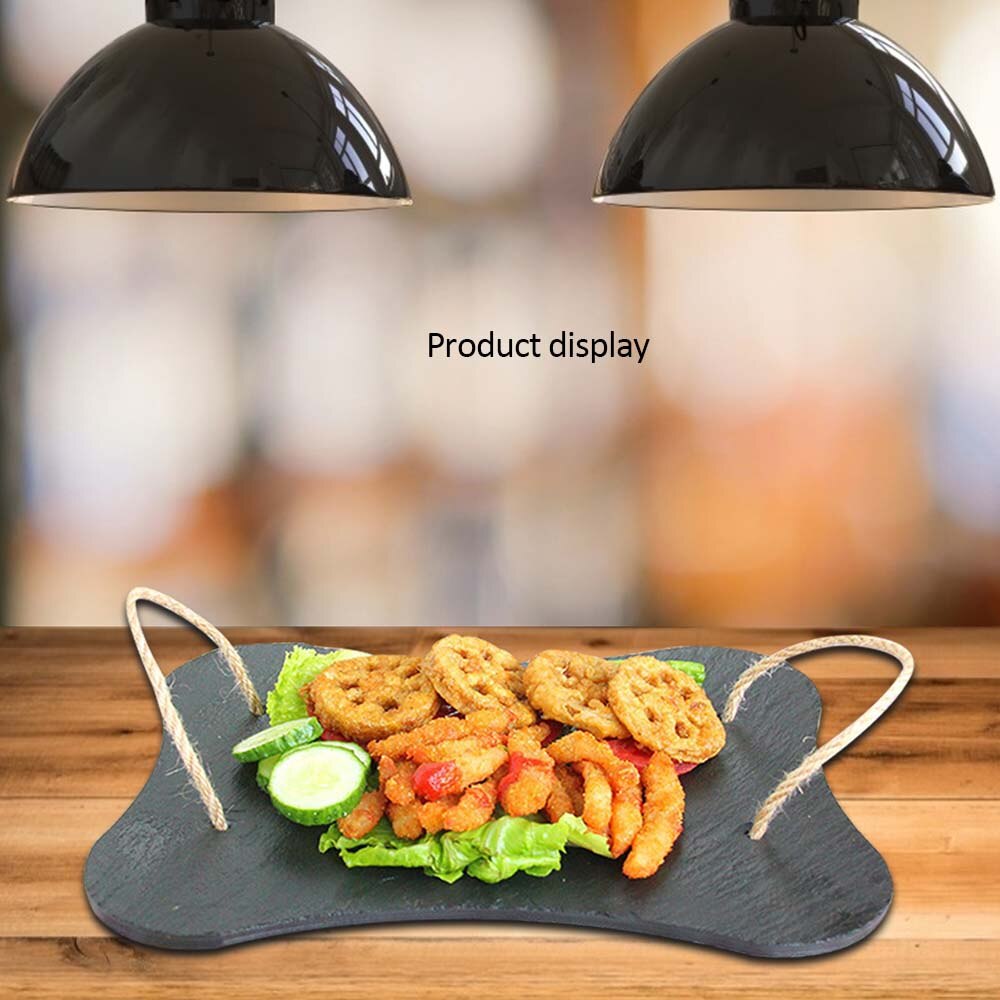 Placa de pizarra de personalidad creativa pizarra Irregular plato occidental estante para tartas restaurante suministros de cocina 29x18cm 20