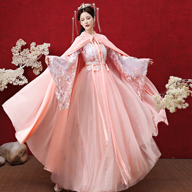 Hanfu, ropa de princesa de la antigua dinastía Han para mujer, vestido de Hada de estilo chino, capa con protección solar, capa de Hanfu SL4160