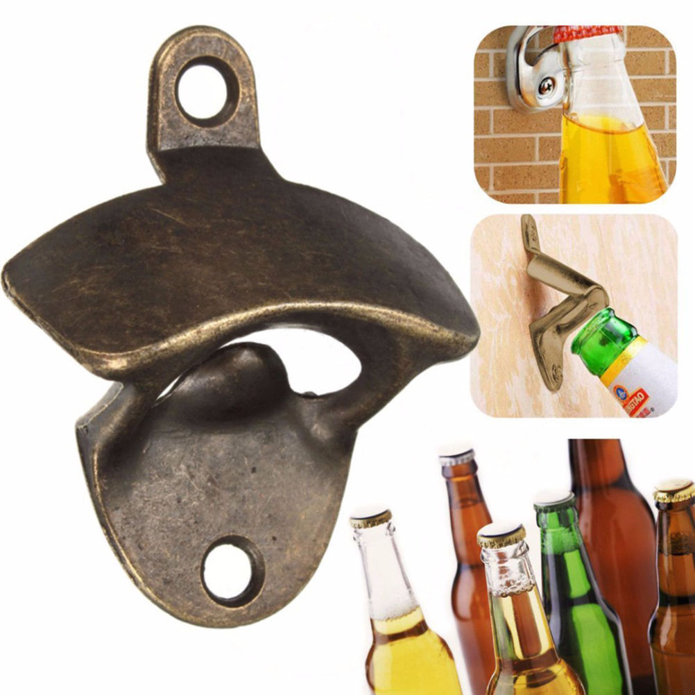 1 ST Vintage Brons Zinklegering Wandmontage Opener Wijn Beer Soda Glas Cap Flesopener Keuken Bar levert