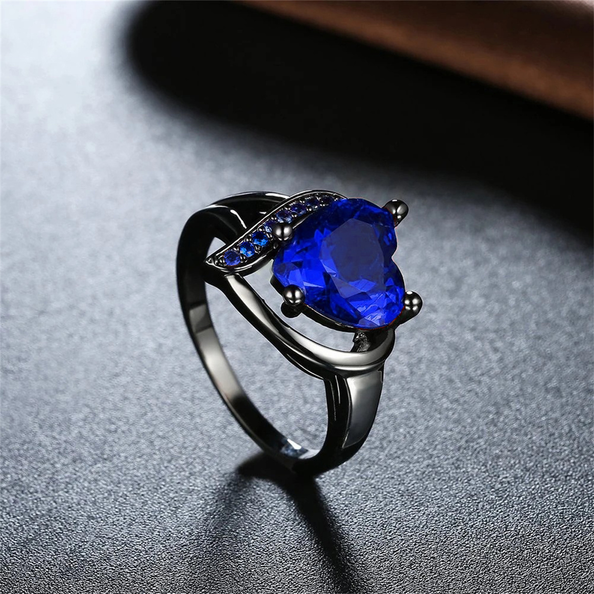 Anillos de pareja de románticos para mujer, anillo de circón con diamantes de imitación azules y corazón, anillo de dragón celta de acero inoxidable para hombre, joyería de boda