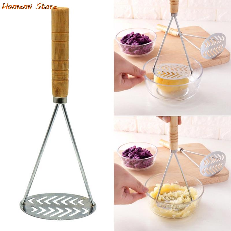 Smooth Mashed Potatoes Fruit Vegetable Tools Press Crusher Potato Masher Stainless Steel Pusher Broad Mashing Plate