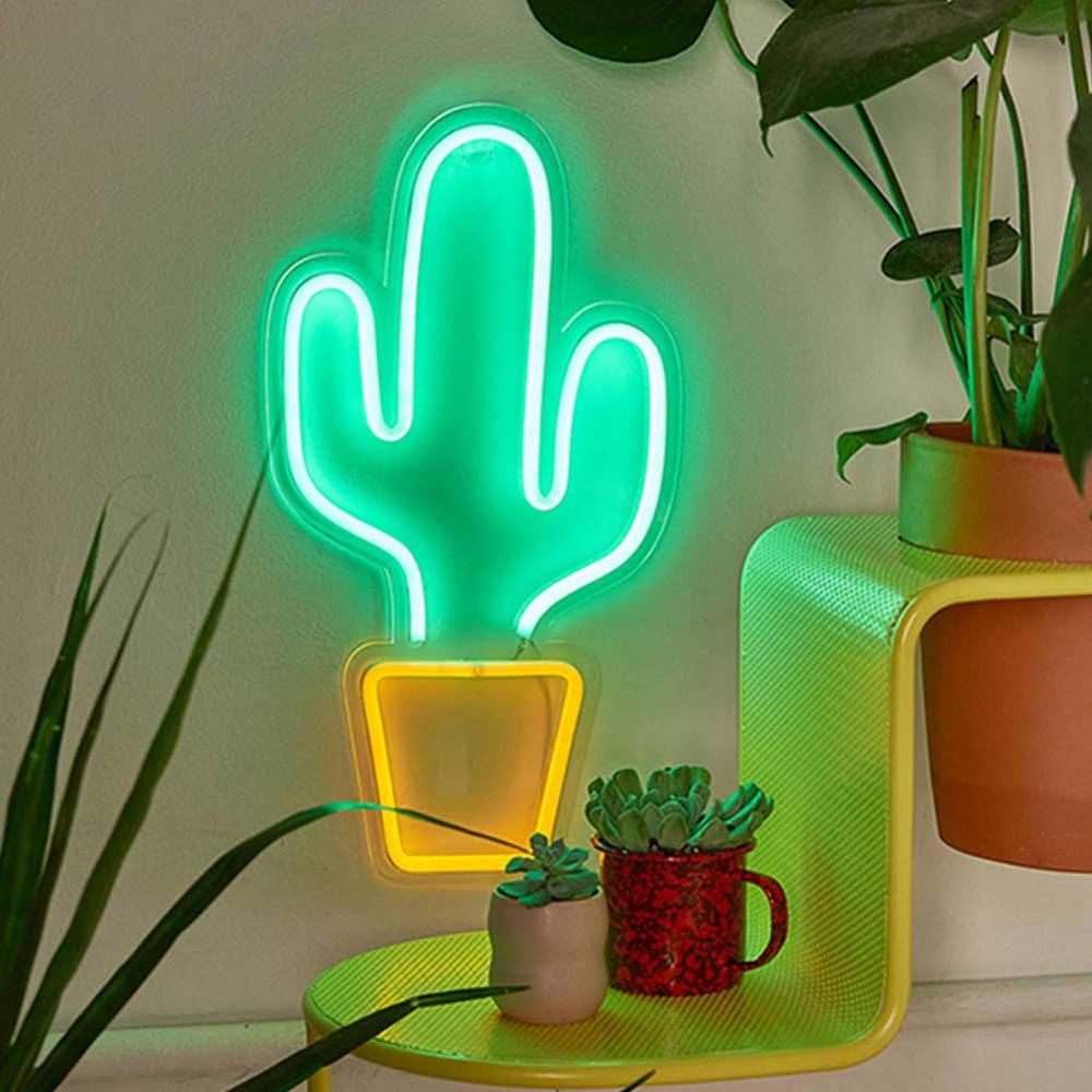 Led neonlys skilt bogstaver bryllup dekoration lampe hej/planet/kaktus/banan form lanterne til julefest: Kaktus