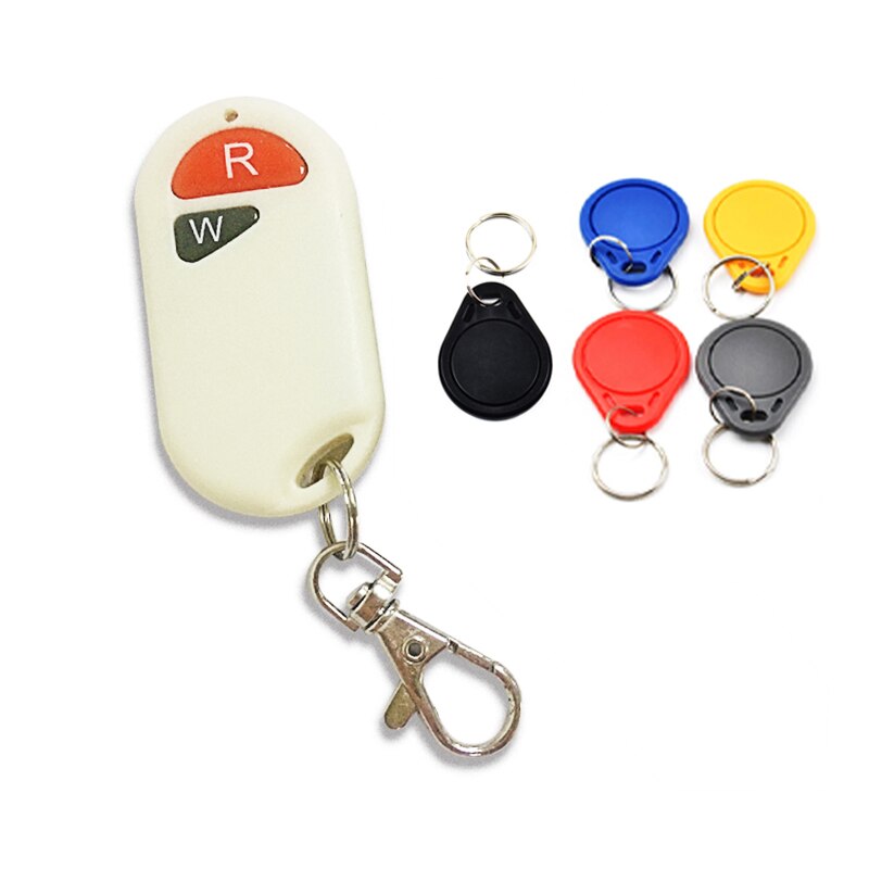 Mini copiadora RFID EM4100, 125KHz, escritor, duplicador, programador, lector + 5 uds. EM4305 T5577, ID regrabable, Keyfobs, tarjetas de etiquetas