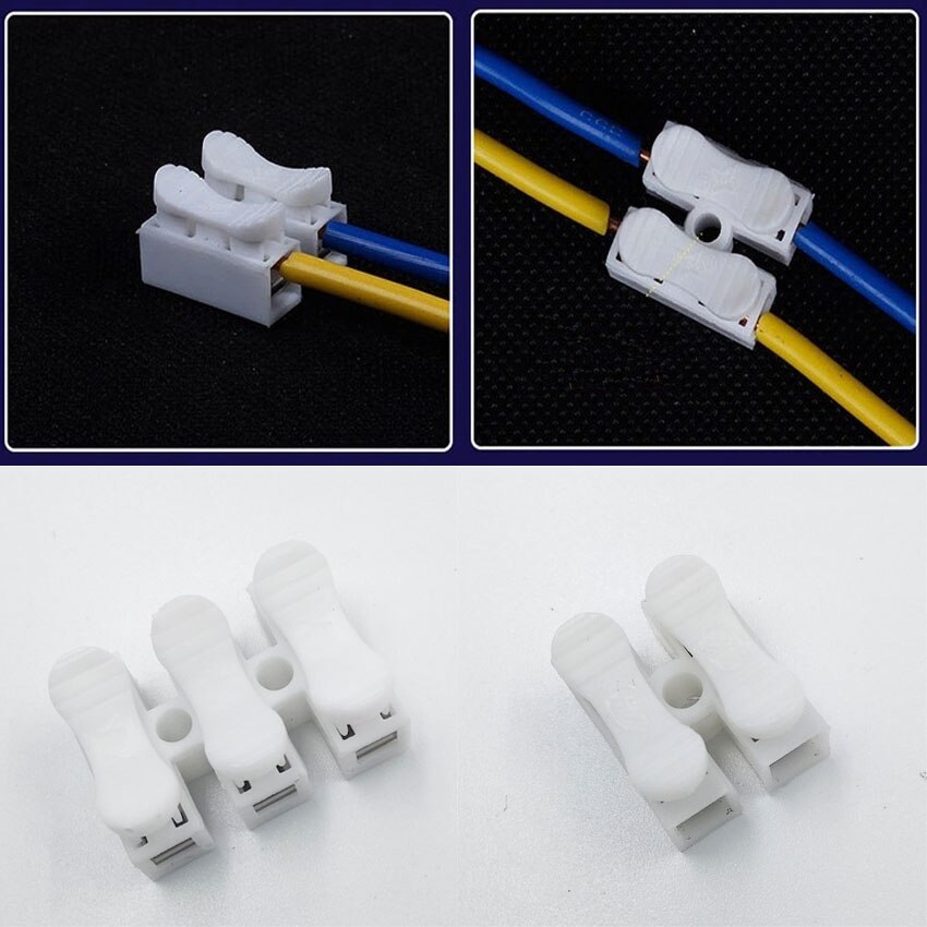 20pcs/lot LED Strip Light Quick Wire Connecting CH-3 CH-2 Spring Wire Connectors Electrical Cable Clamp Terminal Block Connector