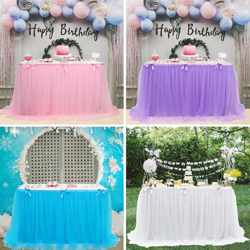 Falda de mesa para de boda, tutú de tul, vajilla, ropa, de cumpleaños, banquete, boda, falda de mesa, , decoración del hogar
