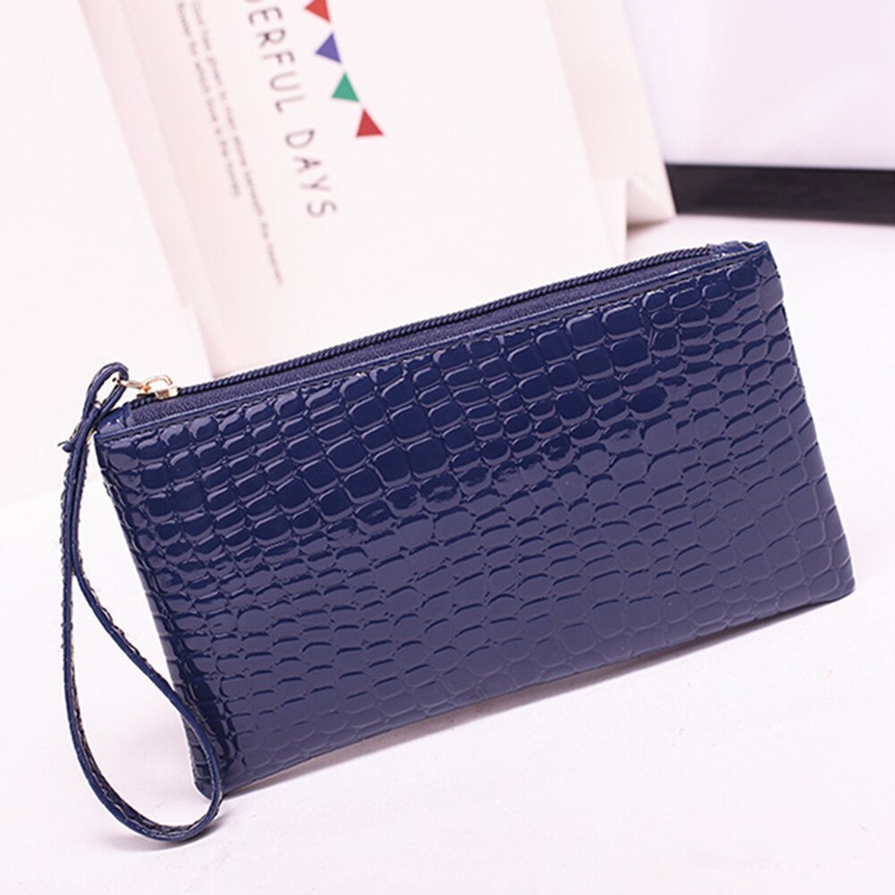 Mode Pu Leer Vrouwen Portemonnee Lange Pu Lederen Meerdere Kaarten Houder Clutch Vrouwelijke Portemonnee Portemonnee: Blauw