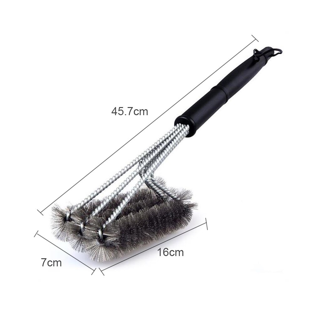 Grillbørste bbq cleaner 18in rustfrit stål grill tredobbelt scrubber rensebørste til kulgrill