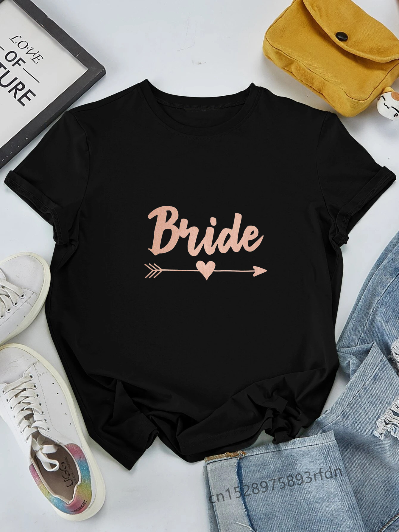 Team bride squad arrow polterabend kvinder t-shirts pige de la mariee evfj toppe t-shirt lady birde to be tøj