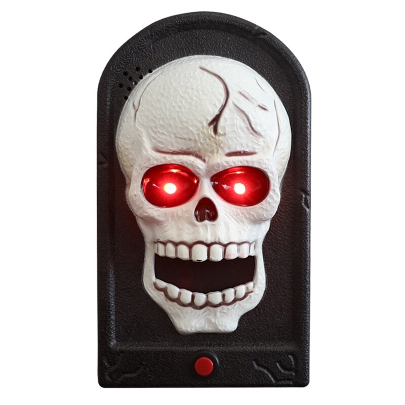 Funny Halloween Doorbell Doorbell Contact Sounds LED Light Control Halloween Decorations: white  black