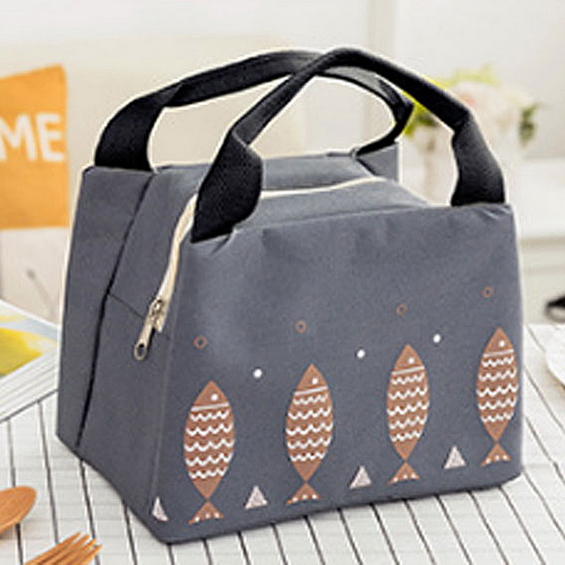 Waterproof Portable Lunch Bag Thermal Insulated Snack Carry Tote Bag Travel Picnic Food Storage Pouch: dark gray B