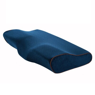 Almohada de memoria ortopédica para el dolor de cuello y protección del cuello, almohada de espuma de memoria de rebote lento, funda de almohada Cervical para el cuidado de la salud: velvet navy blue