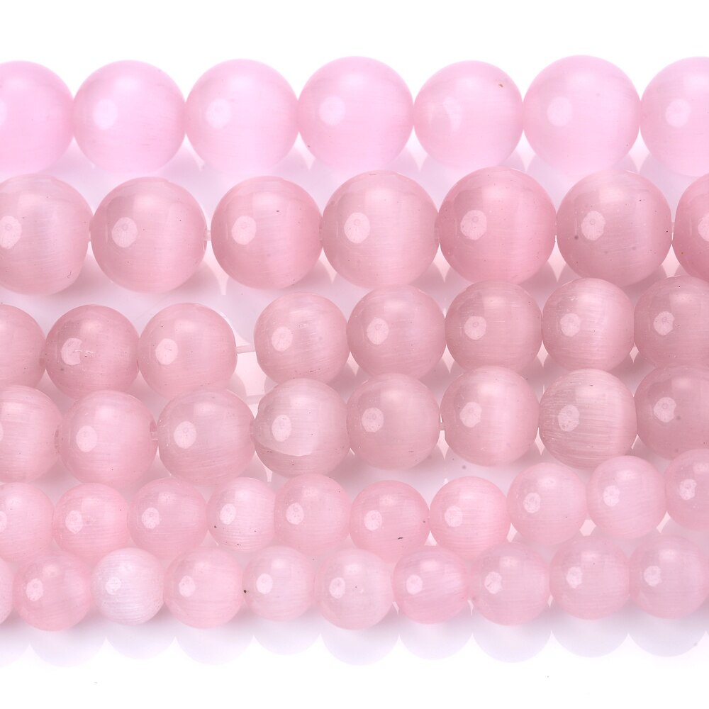 Pink Cat Eye Stone Beads Natural Round Loose Spacer Beads for Jewelry Making DIY Bracelet Necklace Handmade Accessories 6 8 10mm