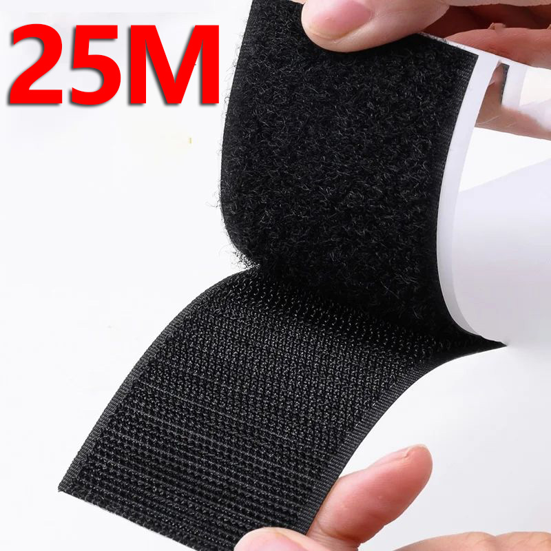 5M Reusable Self-adhesive Hook and Loop Fastener Tape Magic Nylon Sticker Strips with Glue for DIY Craft Accessories Black White: 10mm / black