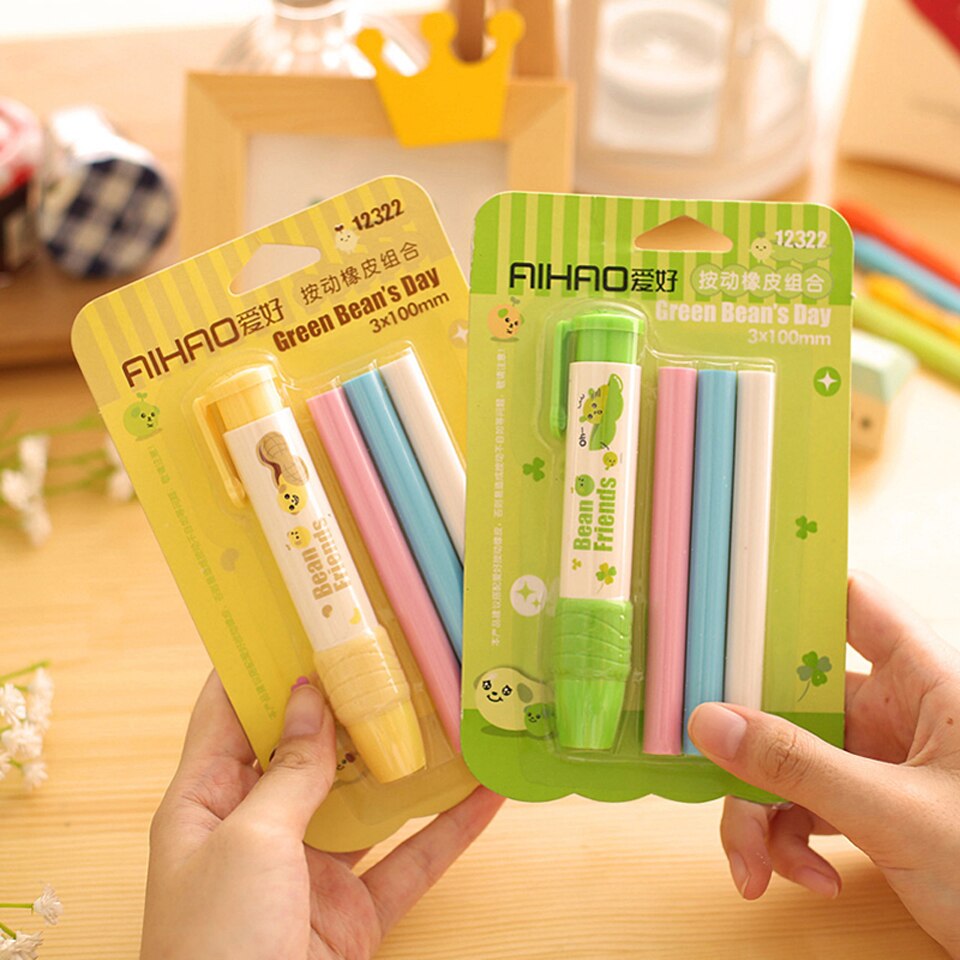 2set Novelty Pen Shaped Rubber Earsers School Stationery Pencil Eraser Office Accessories Kids Learning Supplies
