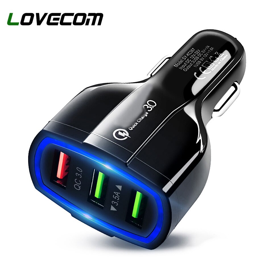 LOVECOM 3,5 EINE 3 Häfen Auto Ladegerät Schnell Ladung 3,0 Dual USB Adapter Schnelle Ladung Für iPhone Samsung Xiaomi Telefon Auto-Ladegerät