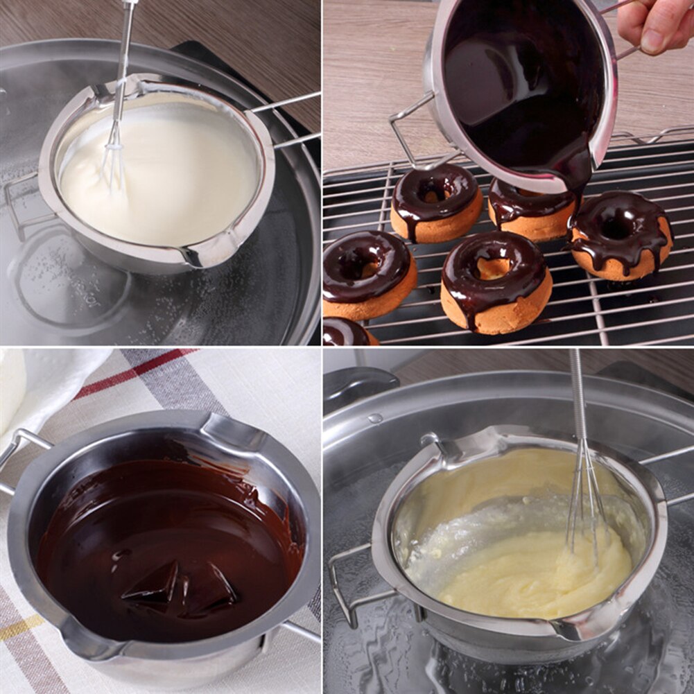 304 Stainless Steel Double Boiler Pot, Melting Pot for Butter Chocolate Cheese with Long Handle