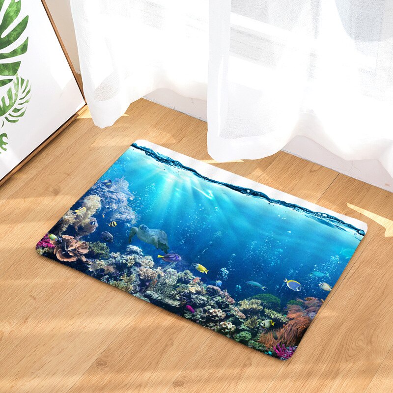 45*75CM Mediterranean Ocean Beach Style Bathroom Carpet Bath Mat Set 3D Printed Bathroom Floor Carpet Toilet Rugs WC Doormat: Ivory / 500MMx800MM