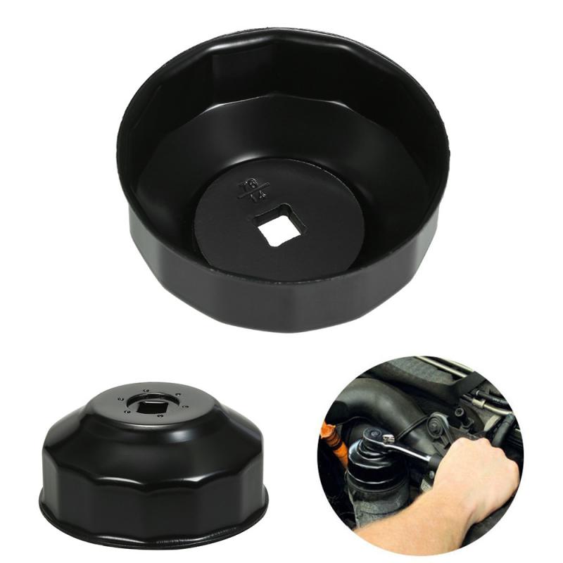 Black Steel 76mm 16 Flutes Car Oil Filter Cap Type Wrench Remover Tool Durable Automobiles Filters For BMW