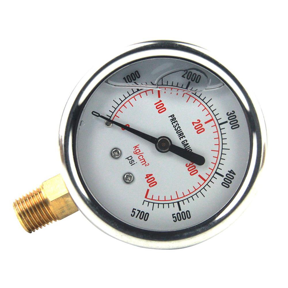 Automotive Instrument Hydraulic Fluid Pressure Gauge US Standard Thread Stainless Steel Hydraulic Oil Pressure Gauge 0-5000 PSI