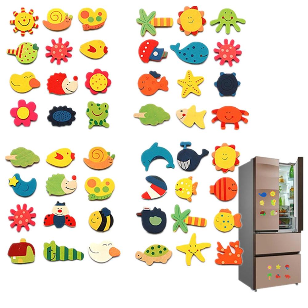 12 stk træ køleskab magnet klistermærke tegneserie solfisk køleskab magnet klistermærker uddannelse barn legetøj kunstindretning